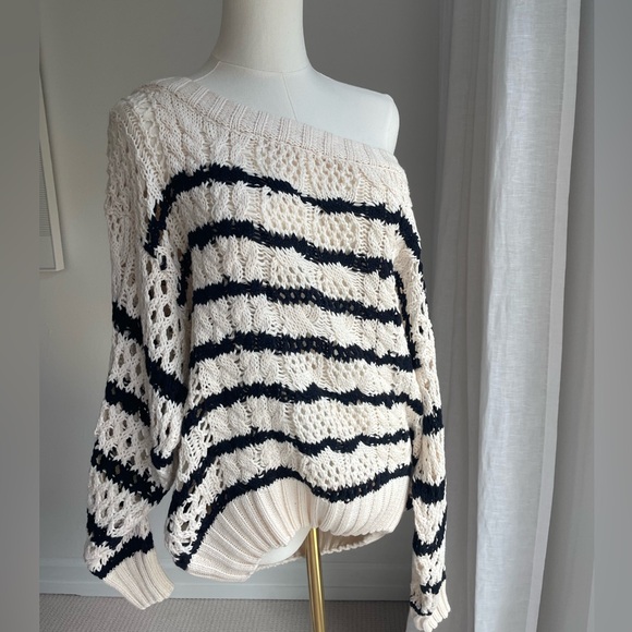 Line Crocheted Striped Sweater - Small - Picture 2 of 7